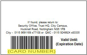 Example of where to find your Staff Card Number
